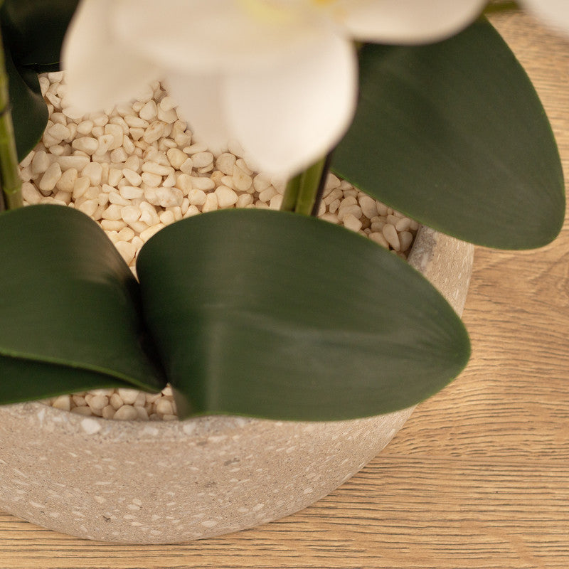 66cm Real Touch 3-Stem Orchid in Grey Terrazzo Pot